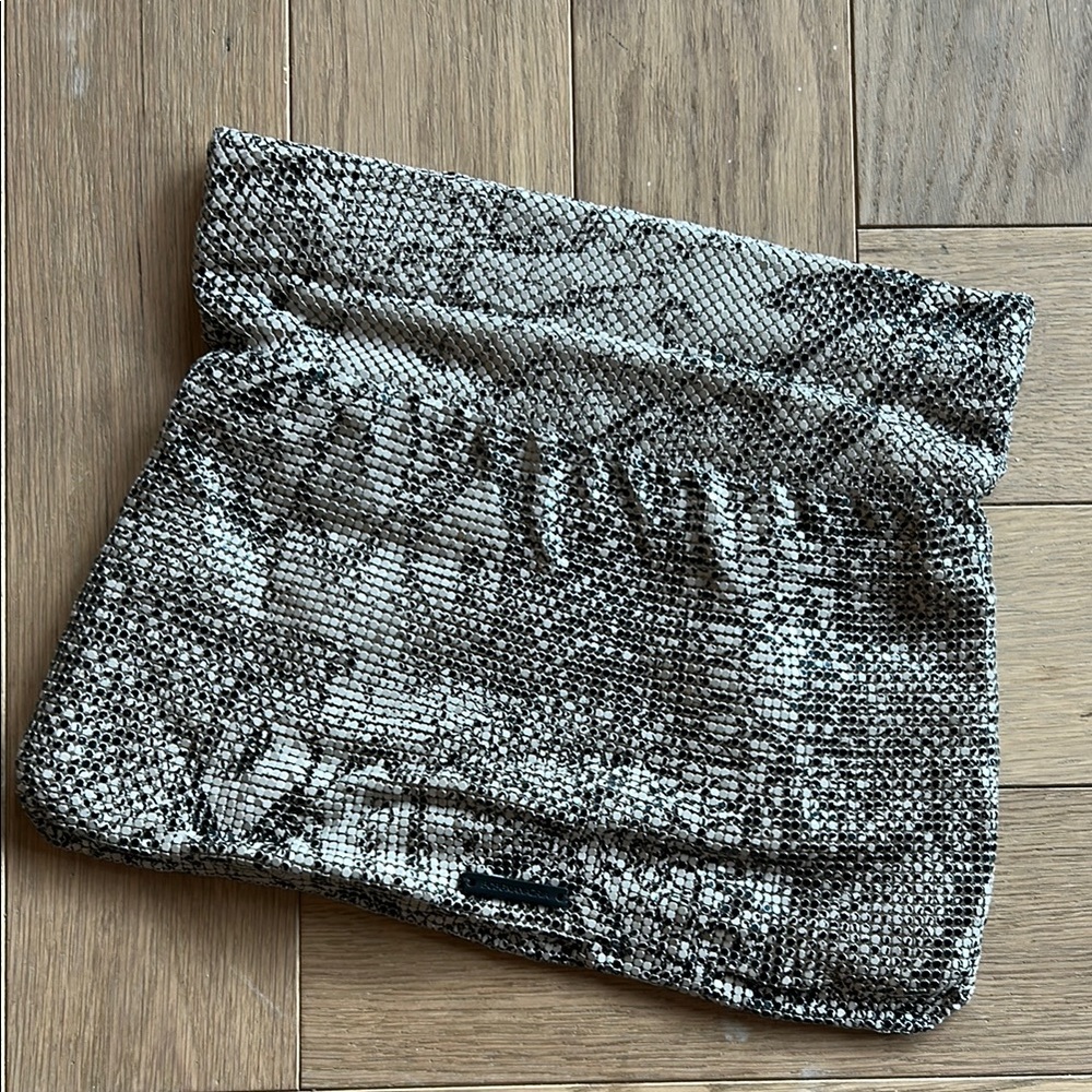 BCBGMaxAzria Black and Beige Metallic Clutch